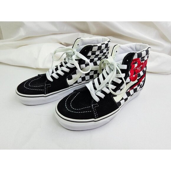 Vans David Bowie Womens 6.5 or Mens 5 Black White Check Hi Lace Embroidered Logo - Picture 9 of 13
